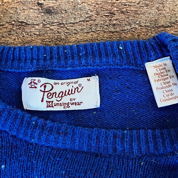 Original Penguin by Munsingwear Blue Flecked Pullover Crewneck Sweater Medium - Picture 3 of 5